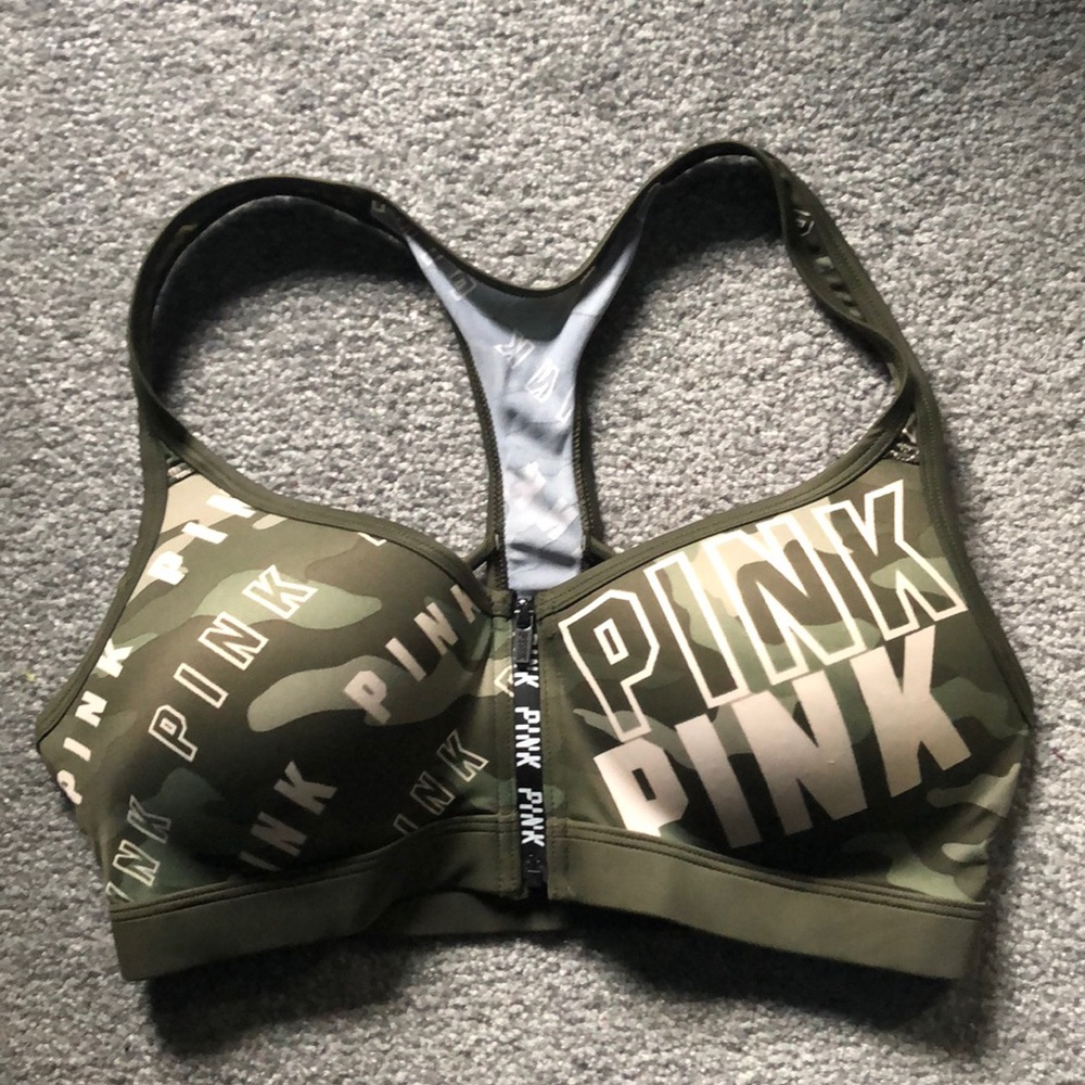 New Pink ultimate zip front sports bra.